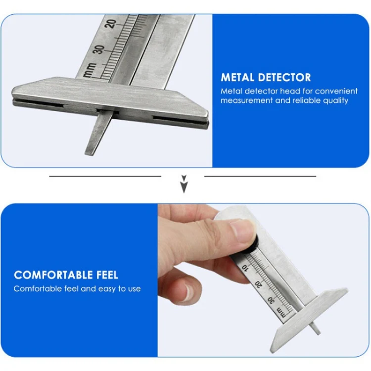 0-30mm Stainless Steel Tire Tread Vernier Depth Gauge - Image 4