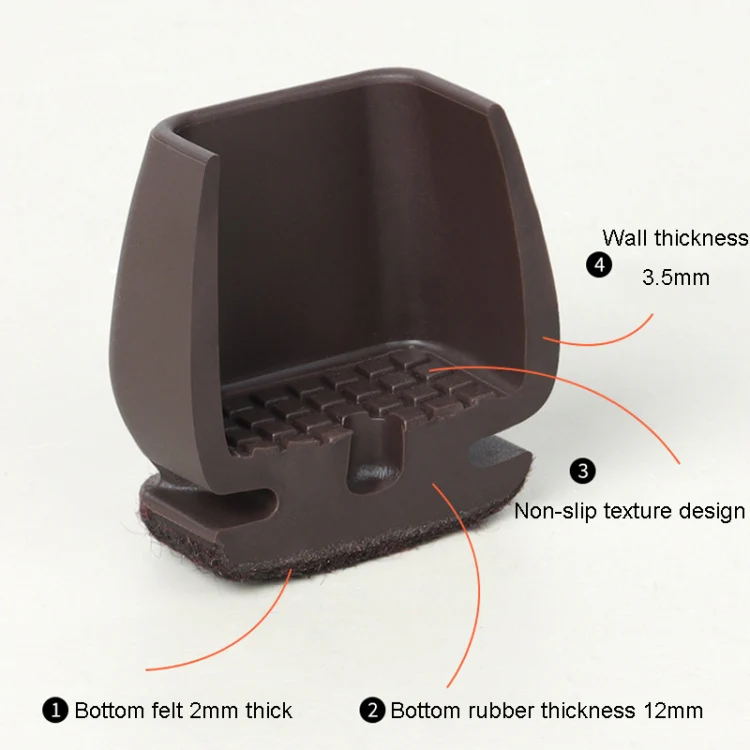 0.75 inch 8pcs /Set 15 Degree Tilt Table And Chair Feet One-Piece Shock-Absorbing Protective Cover For Chairs(Square) - Image 3