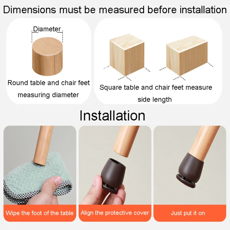 1.25 inch 8pcs /Set 15 Degree Tilt Table And Chair Feet One-Piece Shock-Absorbing Protective Cover For Chairs(Round) - Image 13