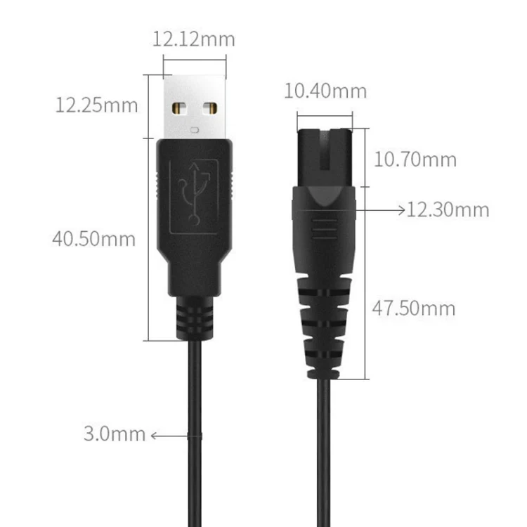 1.25m For Shaver / Water Refill Device USB TTo 8-Figure Tail Charging Cable Power Cord(Black) - Image 3