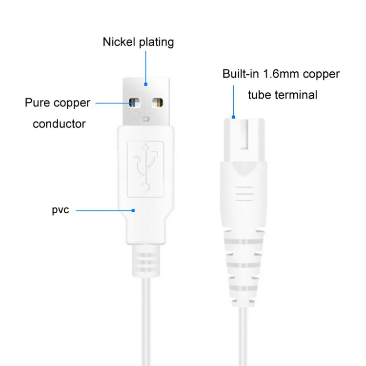 1.25m For Shaver / Water Refill Device USB TTo 8-Figure Tail Charging Cable Power Cord(Black) - Image 5