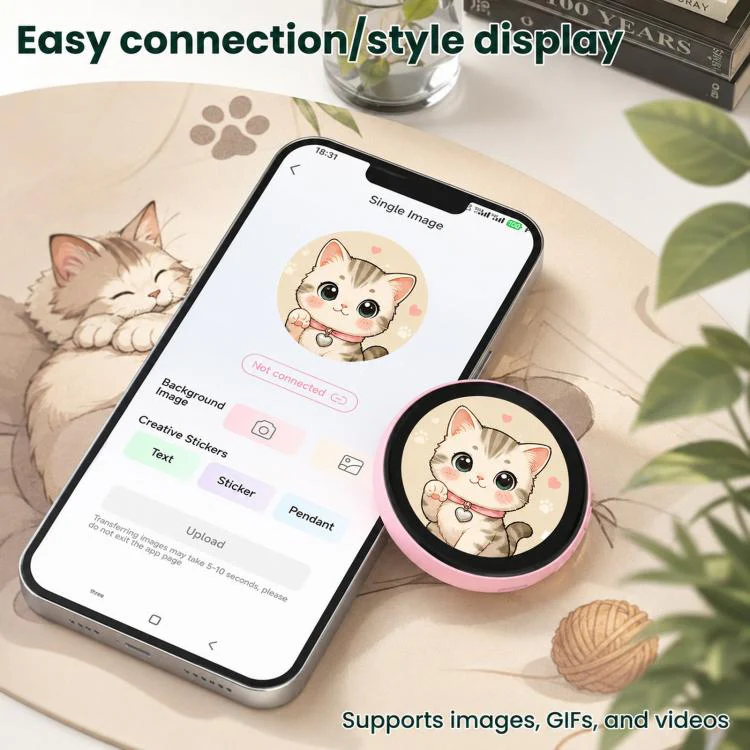 1.85 inch HD Touchscreen Dynamic App Bluetooth Anime Badge Display(Light Purple) - Image 4