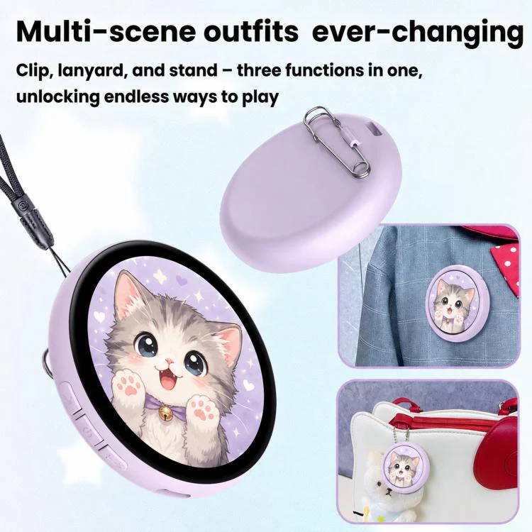 1.85 inch HD Touchscreen Dynamic App Bluetooth Anime Badge Display(Pink) - Image 10