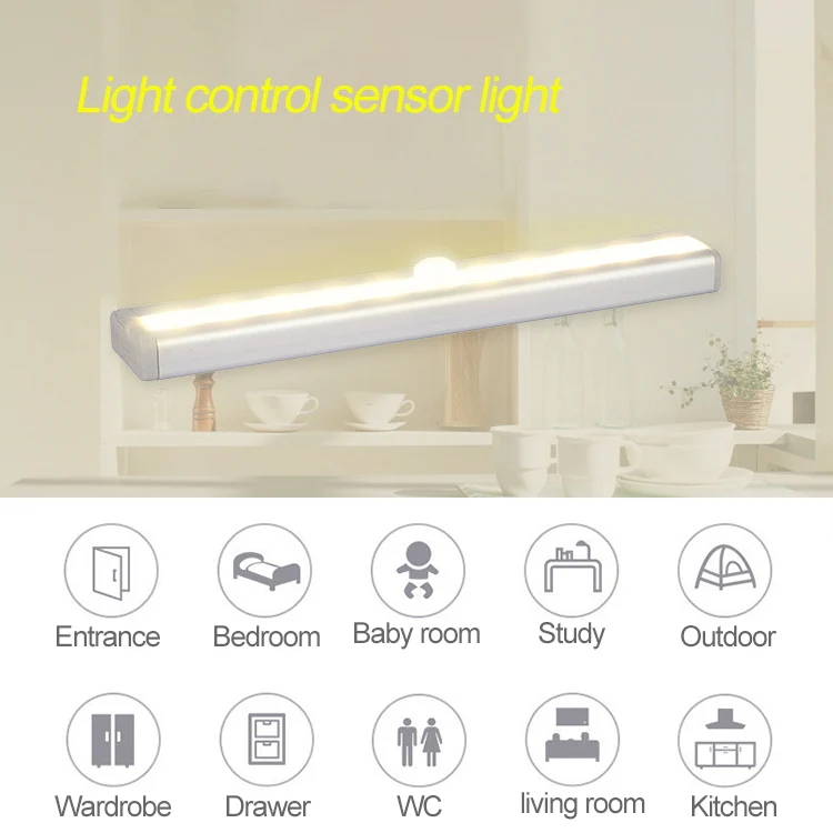 1.8W 10 LEDs White Light Wide Screen Intelligent Human Body Sensor Light LED Corridor Cabinet Light, Battery Version - Image 6