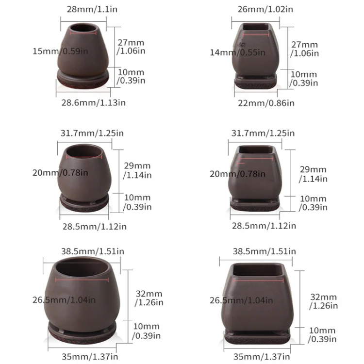 1 inch 8pcs /Set 15 Degree Tilt Table And Chair Feet One-Piece Shock-Absorbing Protective Cover For Chairs(Round) - Image 2