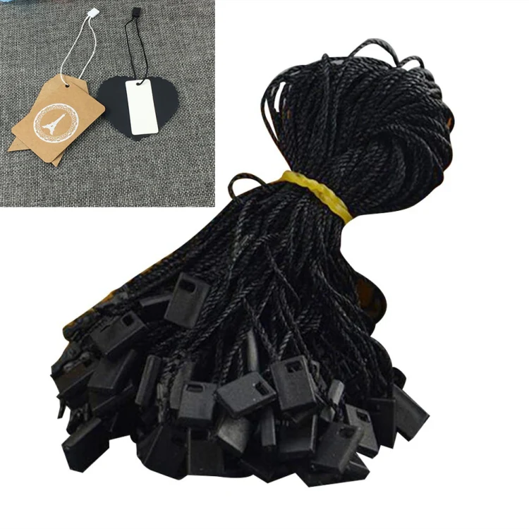 1 Pack of 990pcs Clothing Tag Rope CottonUniversal Plastic Square Hanging Tablets(Black)