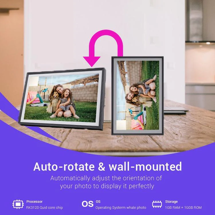 10.1 Inch Uhale Smart Cloud Photo Frame WiFi Mobile Photo Transfer Touchscreen Digital Signage EU Plug(Black 16GB) - Image 8