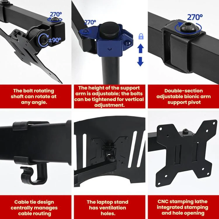 10-32 Inch Desktop Monitor Cantilever Lifting And Rotating Tray Stand(ZX-MT025S) - Image 4