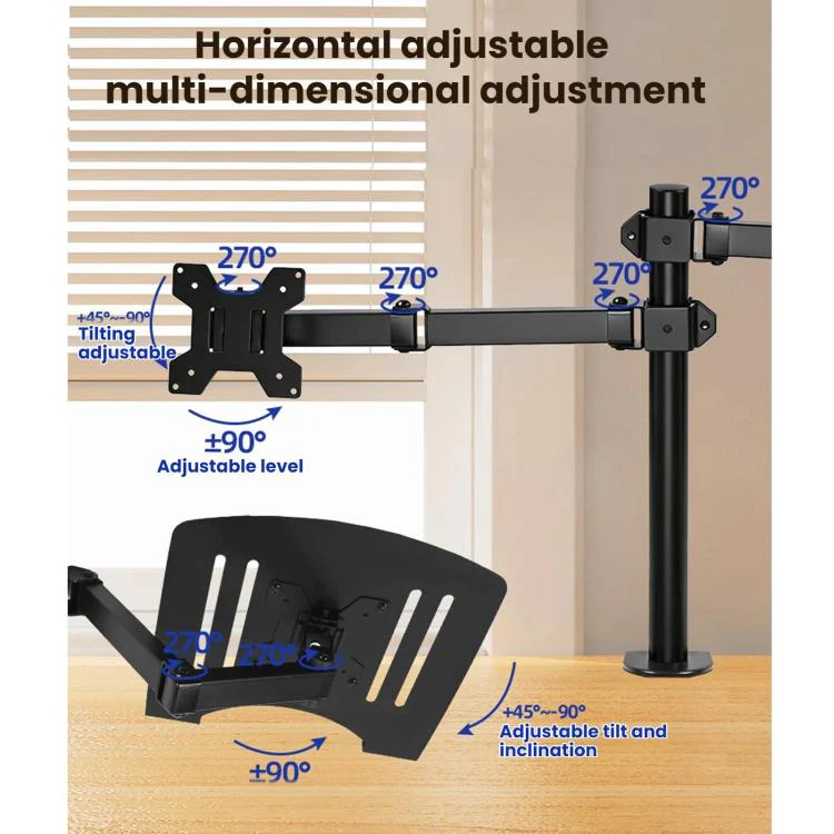 10-32 Inch Desktop Monitor Cantilever Lifting And Rotating Tray Stand(ZX-MT025S) - Image 7