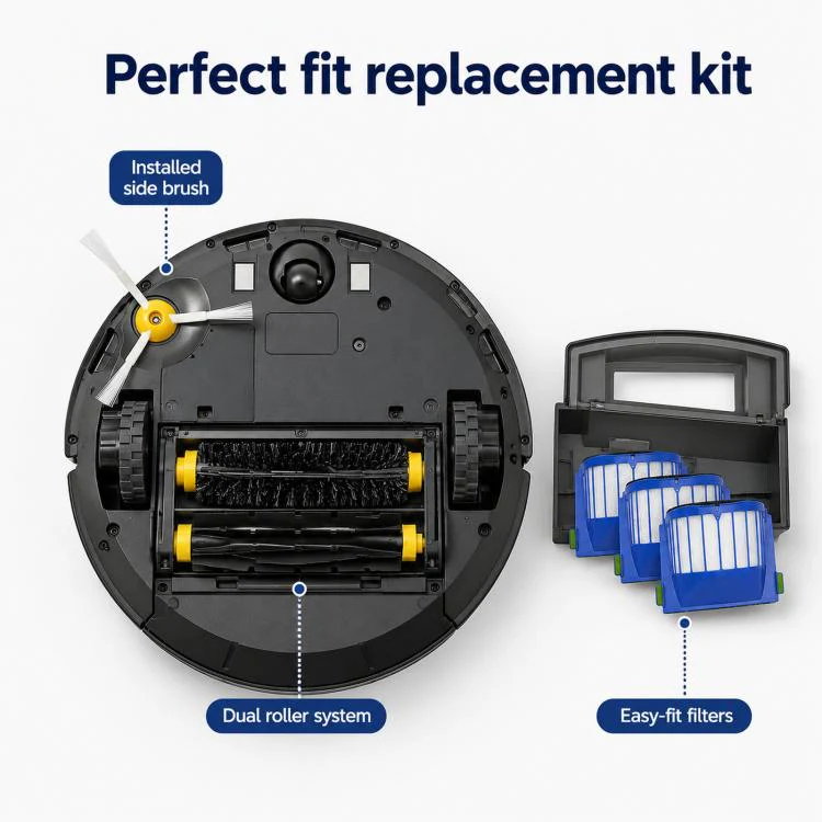 10 In 1 Replacement Parts For iRobot Roomba 600 Series 690 650 620 630 651 655 614 Vacuum Replenishment Kit - Image 5