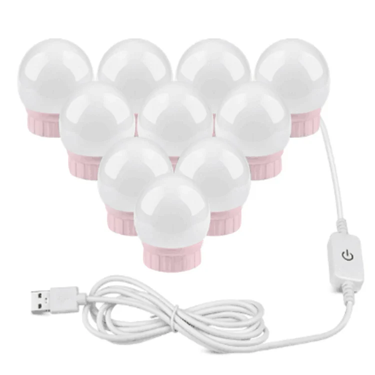 10  LEDs Mirror Front Light Dimmable Makeup Mirror USB Touch Control Light - Image 3