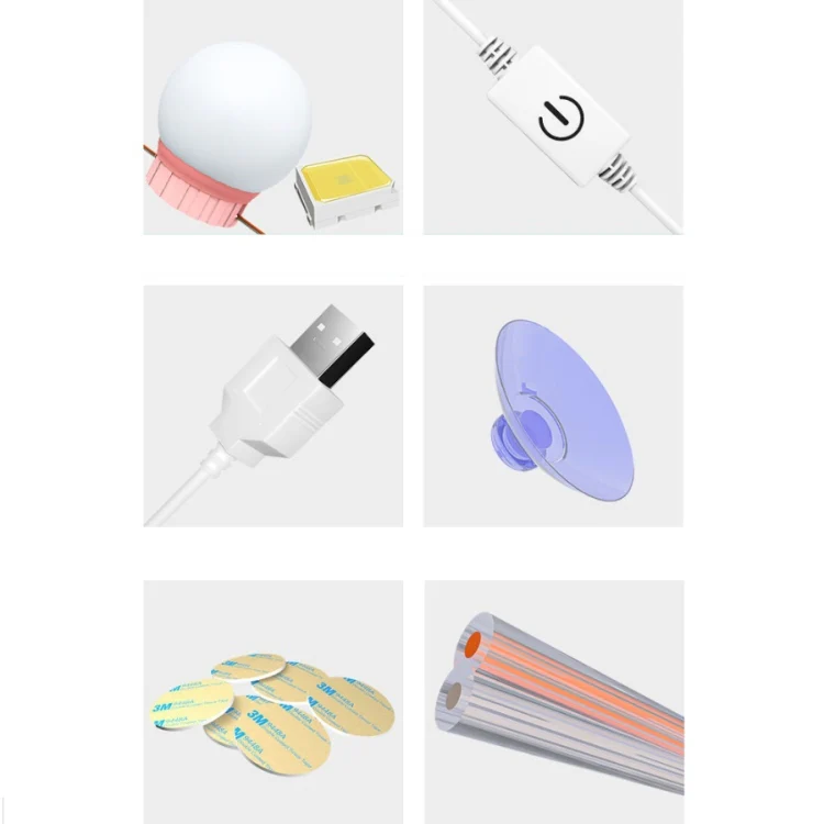 10  LEDs Mirror Front Light Dimmable Makeup Mirror USB Touch Control Light - Image 6