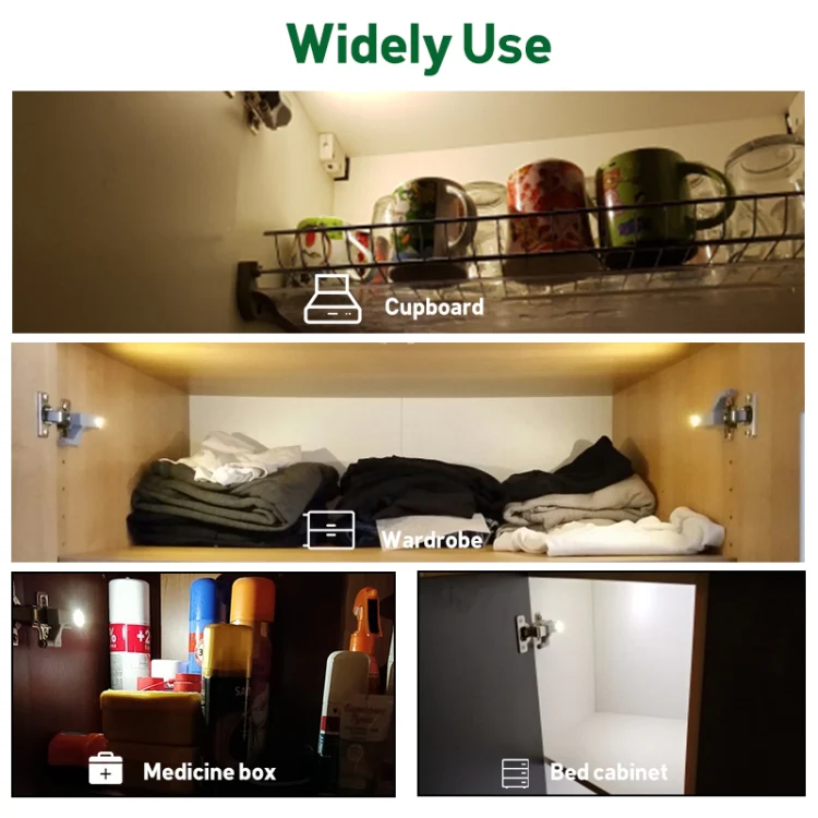 10 PCS 0.3W Universal Inner Hinge LED Sensor lamp Cupboard 3 LEDs Night light Auto ON/OFF Bulb(Warm White) - Image 10