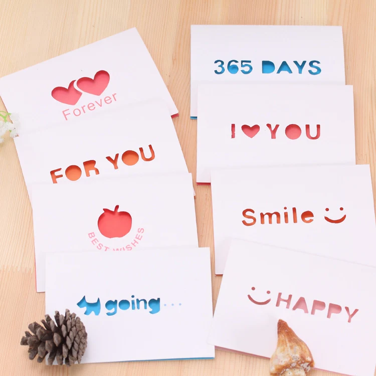 10 PCS A-035 Large Hollow Letters Holiday Greeting Card(I Love You) - Image 2
