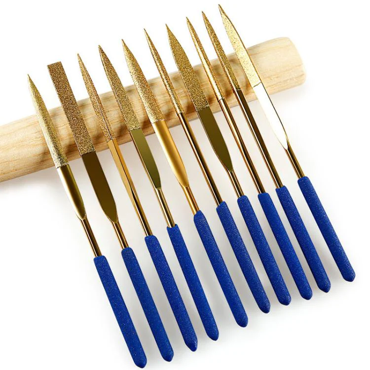10-Piece Set 4x160mm Diamond File Titanium-Coated Alloy High-Hardness File Metal Gemstone Grinding Tool - Image 8