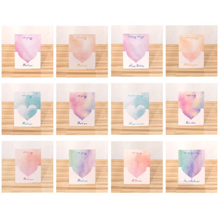 100 PCS A368 Heart Shape Thanks Greeting Card(Full of Happiness) - Image 2