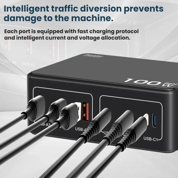 100W High-Power PD Fast Charging USB Multi-Port Charger(Kor Plug) - Image 4