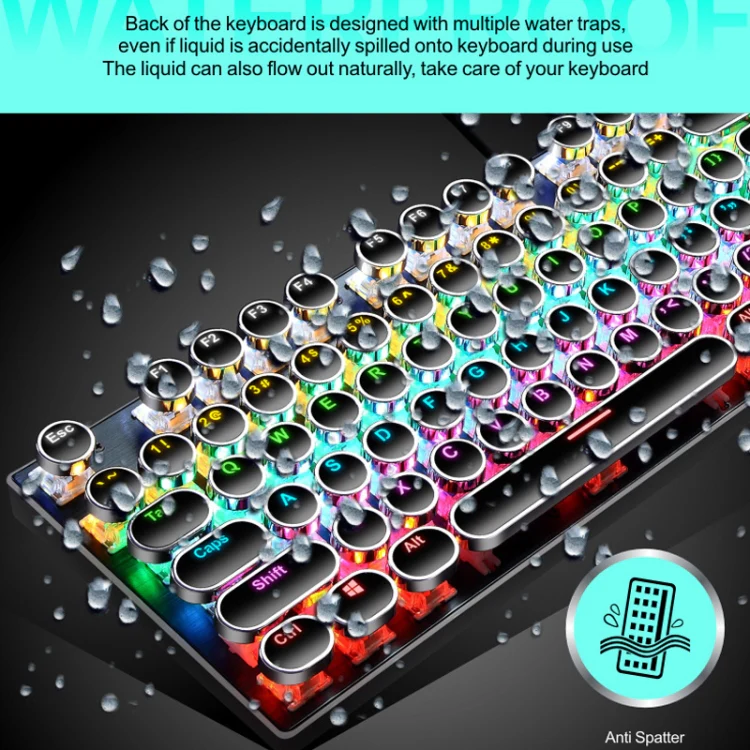 104 Keys Green Shaft RGB Luminous Keyboard Computer Game USB Wired Metal Mechanical Keyboard, Cabel Length:1.5m, Style: Punk Word Through Version (White) - Image 5