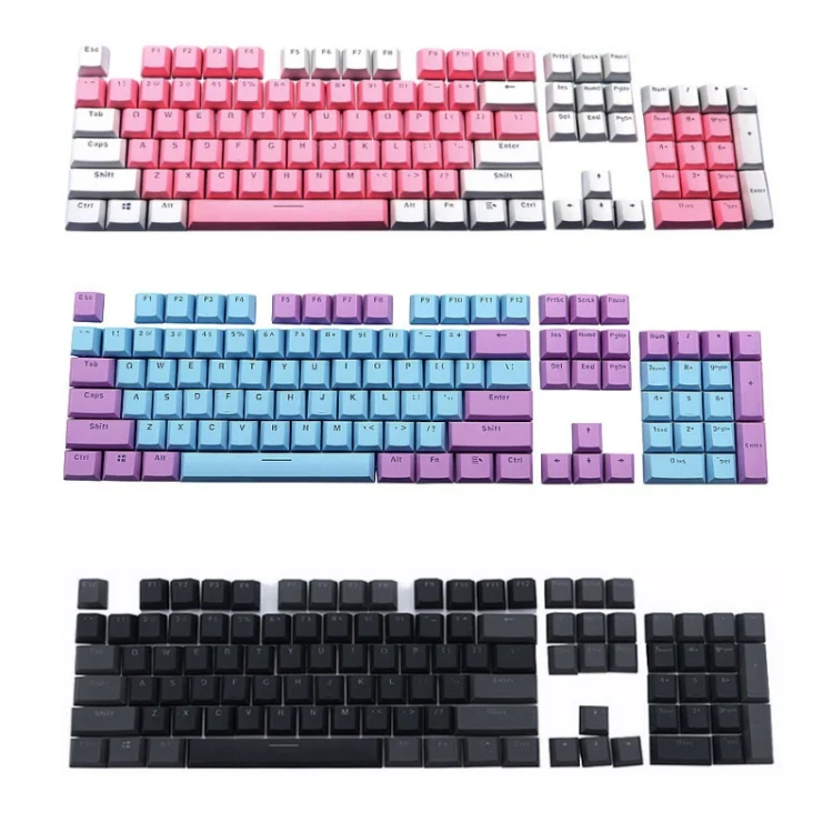104-Keys Two-Color Mold Transparent PBT Keycap Mechanical Keyboard(Pink White) - Image 2