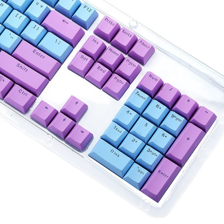 104-Keys Two-Color Mold Transparent PBT Keycap Mechanical Keyboard(Pink White) - Image 3