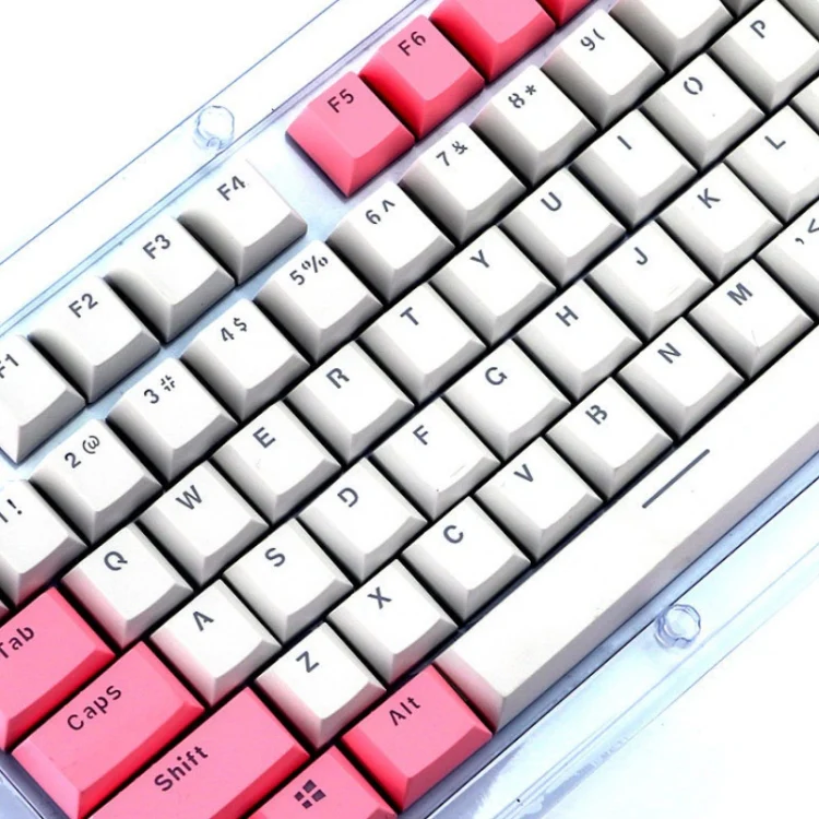 104-Keys Two-Color Mold Transparent PBT Keycap Mechanical Keyboard(Pink White) - Image 4
