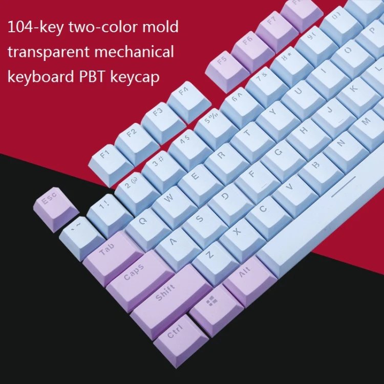 104-Keys Two-Color Mold Transparent PBT Keycap Mechanical Keyboard(Pink White) - Image 6
