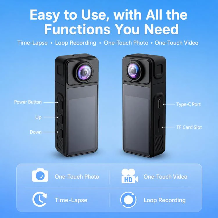 1080P Wearable Body Camera with Magnetic Lanyard Rotatable Lens WiFi Mini Vlog Action Cam EIS Video Recorder - Image 9