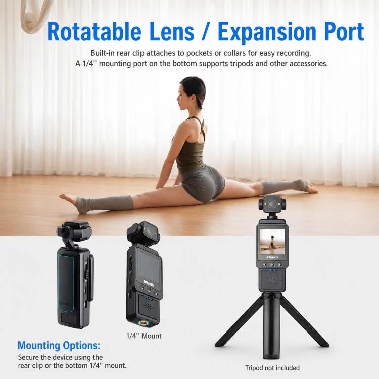 1080P WiFi Body Camera With Rotatable Lens & 1.6 Inch Screen Wearable Sports Action Camera Clip-On Pocket Cam(Black) - Image 10