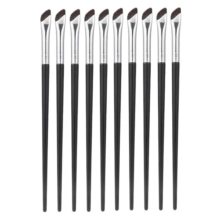 10pcs Angled Ultra-Fine Eyeliner Brush Aegyo-Sal Detail Makeup Brush, Style: Sickle Black