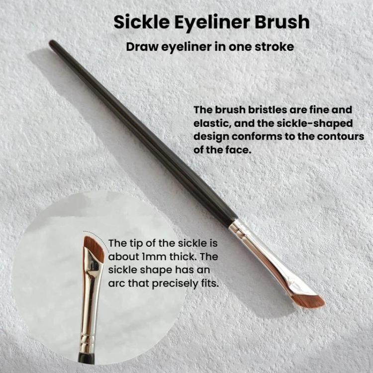 10pcs Angled Ultra-Fine Eyeliner Brush Aegyo-Sal Detail Makeup Brush, Style: Sickle Black - Image 2