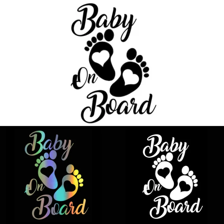 10pcs Baby On Board Warning Car Sticker Reflective Scratch Body Sticker(White) - Image 2