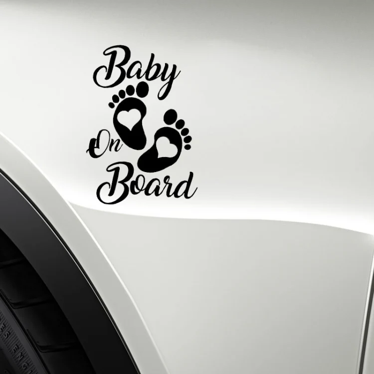 10pcs Baby On Board Warning Car Sticker Reflective Scratch Body Sticker(White) - Image 3
