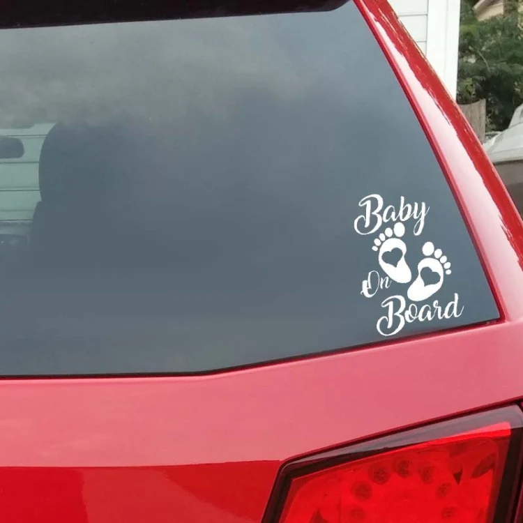 10pcs Baby On Board Warning Car Sticker Reflective Scratch Body Sticker(White) - Image 5