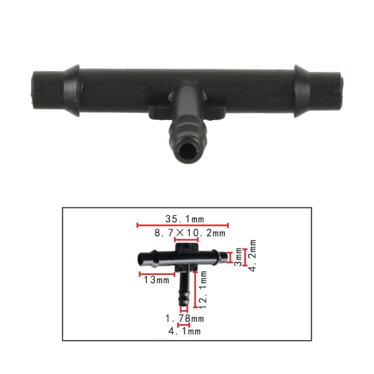 10pcs/Bag Car T Type Wiper Spray Nozzle Water Pipe Connection Tube - Image 4