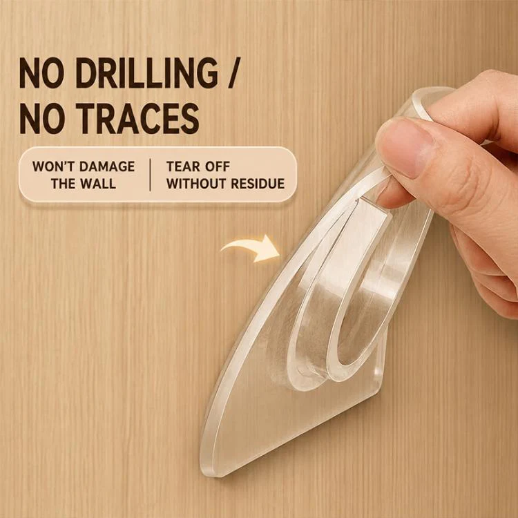 10pcs Drill-free Telescopic Rods Adhesive Hook Holder within 4.5 cm(Transparent) - Image 4
