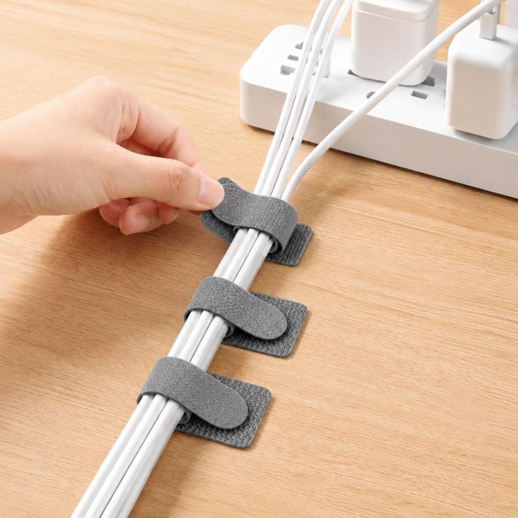 10pcs /Pack Adhesive Cable Organizer Reusable Hook And Loop Fastener Cord Keeper Strips For Appliance Under Desk Wire Management Clips(Gray)