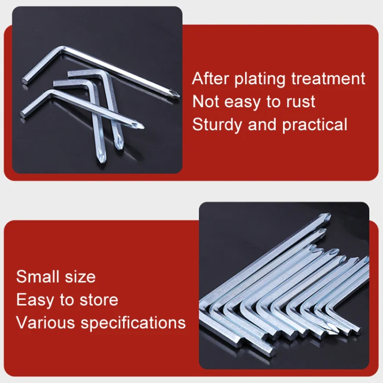 10pcs Screwdriver Hexagonal Wrench Scooter Repair Tools Cross Bit, Specification:6mm, Material:45 Steel - Image 7