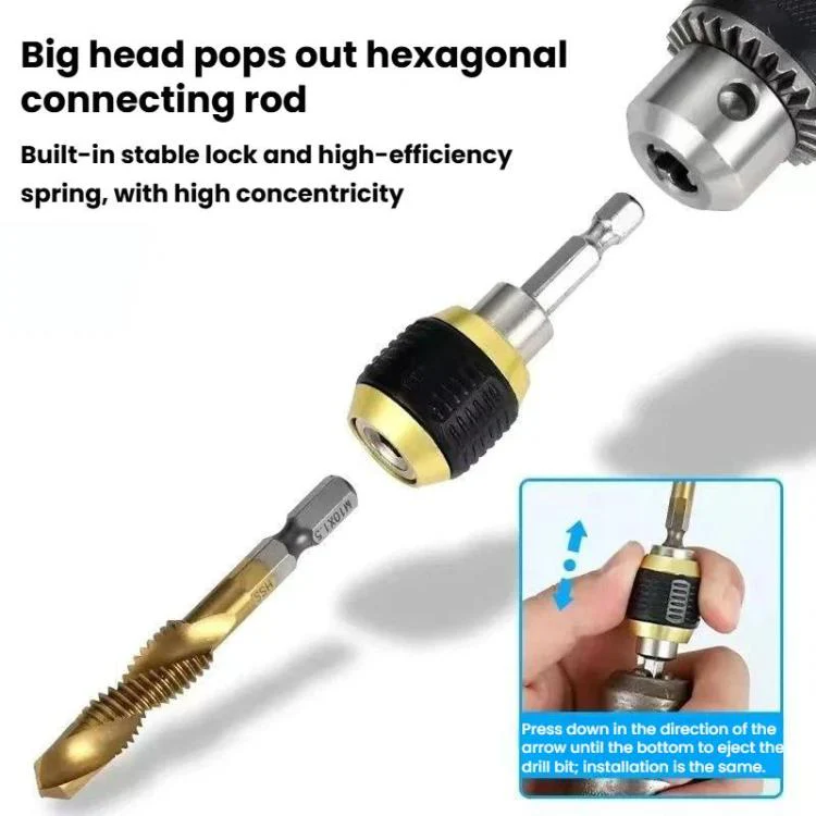 10pcs /Set Hexagonal Shank Quick-release Adapter Electric Drill Adapter Quick-release Self-locking Large-head Socket Adapter - Image 7
