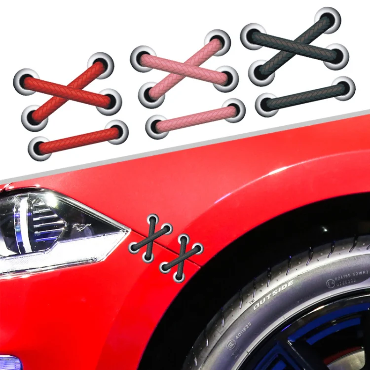 10pcs Shoelace Car Sticker Body Cover Up Scratch Patch Sticker(Black Cross) - Image 5