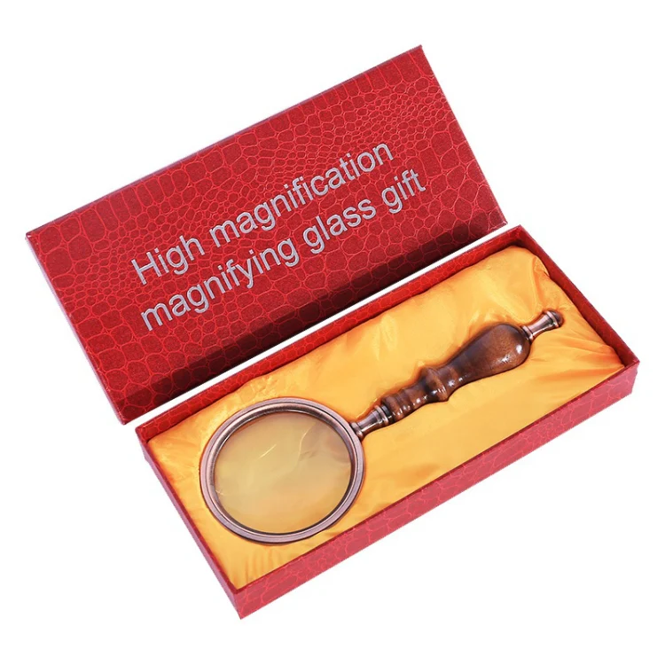 10X Metal Wooden Handle Retro Reading Magnifier Handheld Ebony Gift Magnifier - Image 5