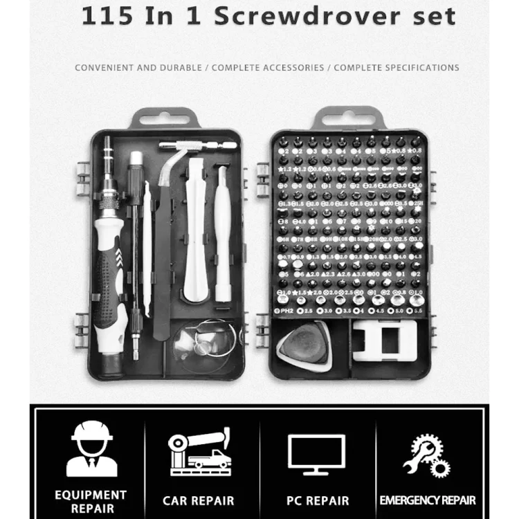 115 in 1 Precision Screw Driver Mobile Phone Computer Disassembly Maintenance Tool Set(Black) - Image 9