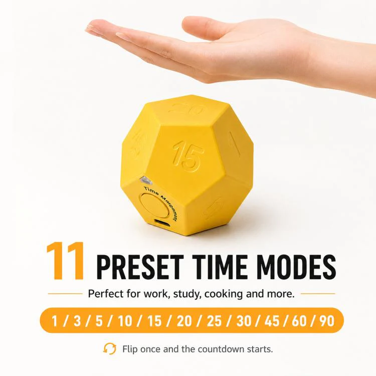 12 Sided Gravity Sensing Timer Kitchen Reminder Time Manager(White) - Image 5