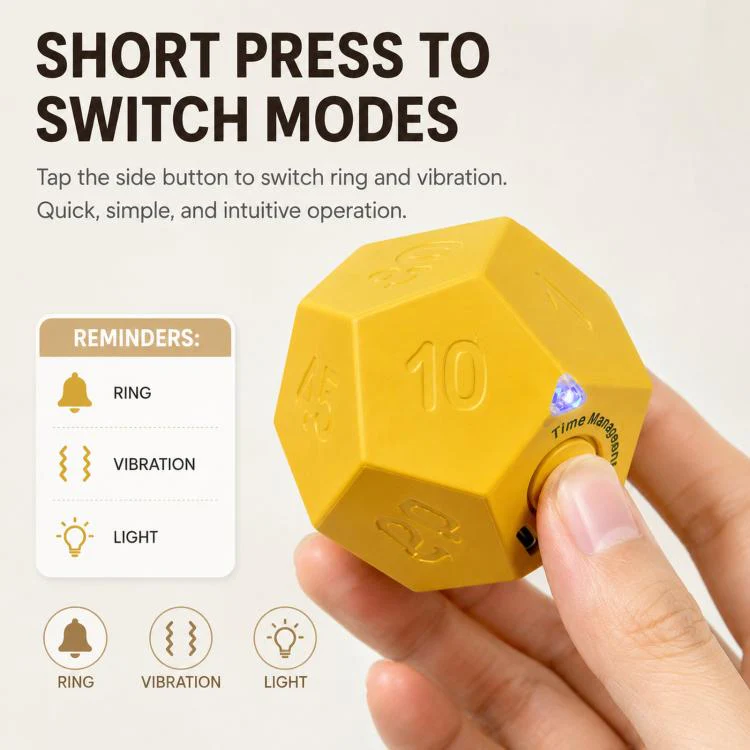 12 Sided Gravity Sensing Timer Kitchen Reminder Time Manager(White) - Image 7