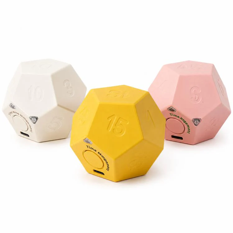 12 Sided Gravity Sensing Timer Kitchen Reminder Time Manager(Yellow) - Image 2