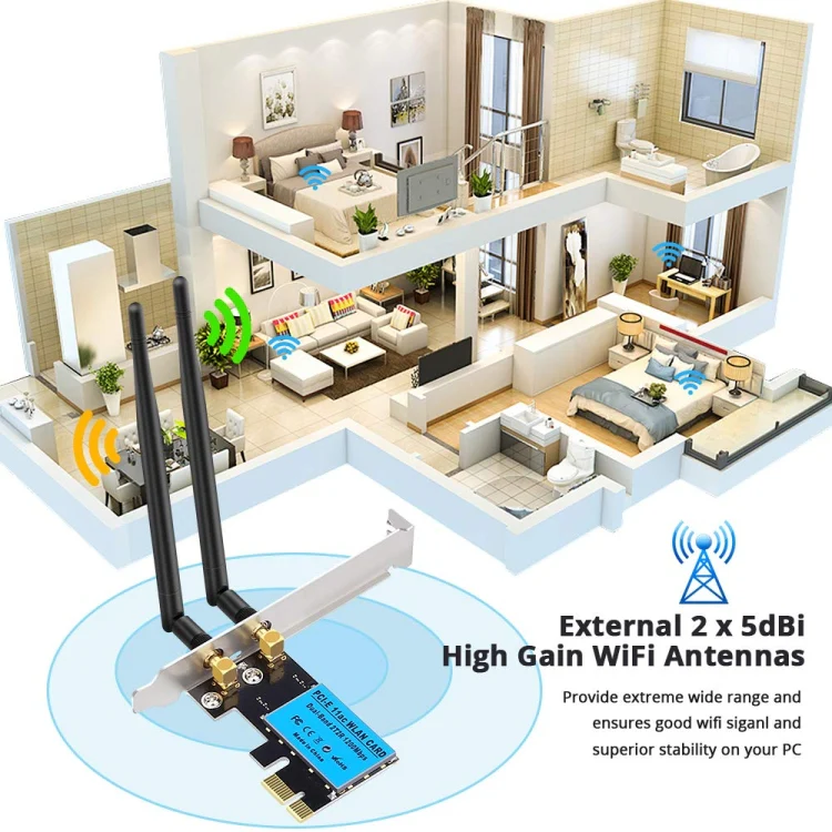 1200Mbps 5G / 2.4G Dual Band PCIe Wireless Network Card - Image 4