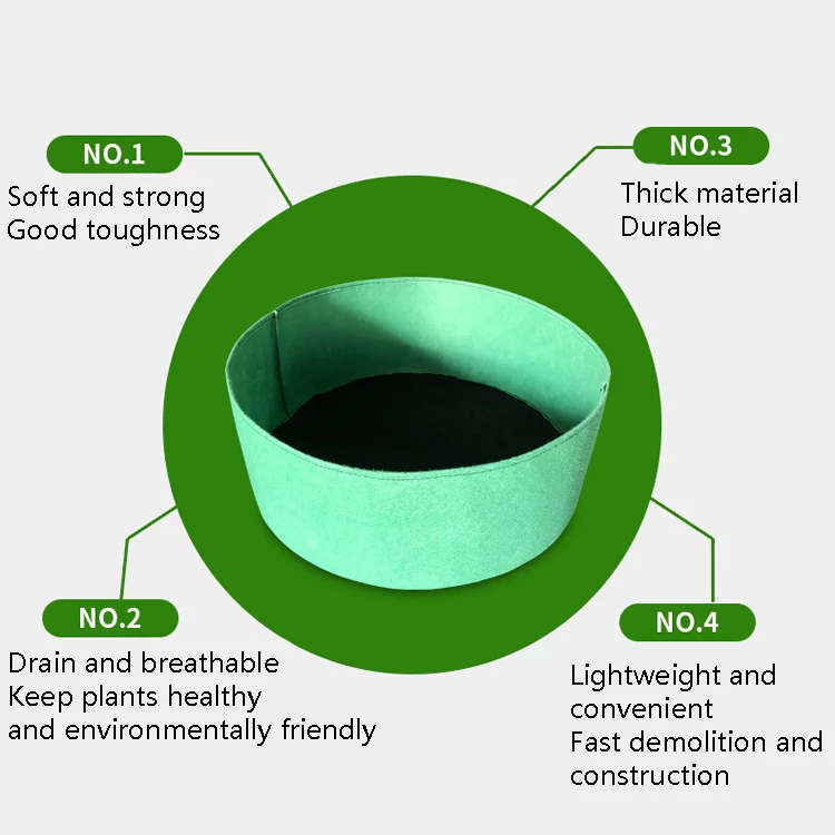 120x30cm 340L Felt Planting Barrel Indoor Outer Round Plant Bag Non-Woven Seedling Bag(Camel) - Image 3