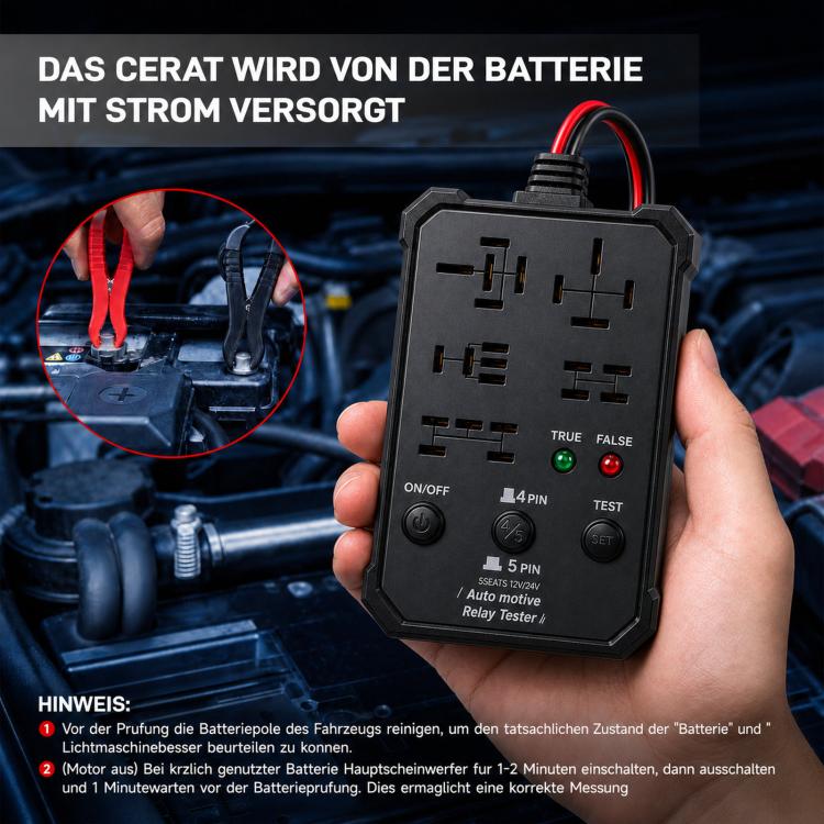 12V 24V Automotive Relay Tester 5-Socket Universal 4-Pin & 5-Pin Auto Relay Diagnostic Tool(Black) - Image 4