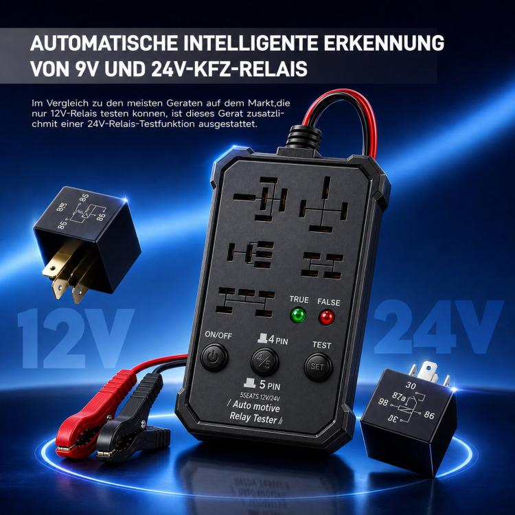 12V 24V Automotive Relay Tester 5-Socket Universal 4-Pin & 5-Pin Auto Relay Diagnostic Tool(White) - Image 2