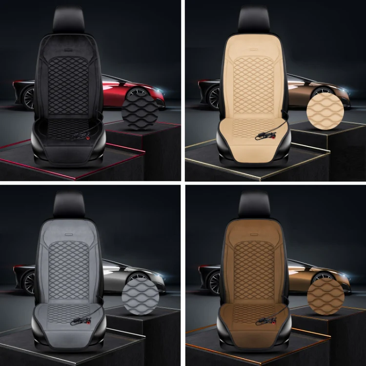 12V Car Winter Electric Heating Short Plush Seat Cushion, Color: Beige - Image 2