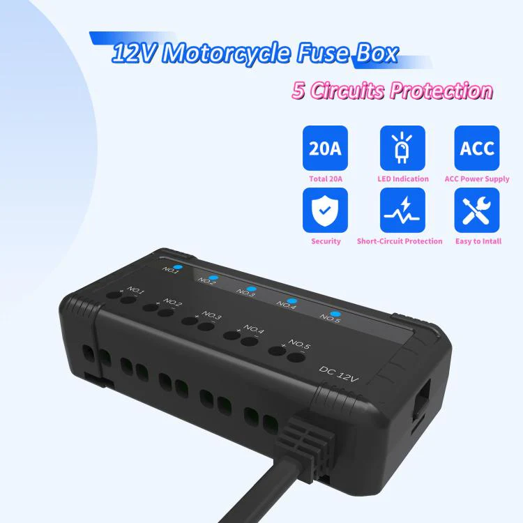 12V Universal Car Motorcycle Fuse Box Relay Kit With Quick Connector(5-channel) - Image 6